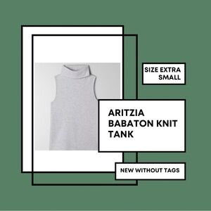 Aritzia-Sleeveless Mock Neck Top – Heather Grey